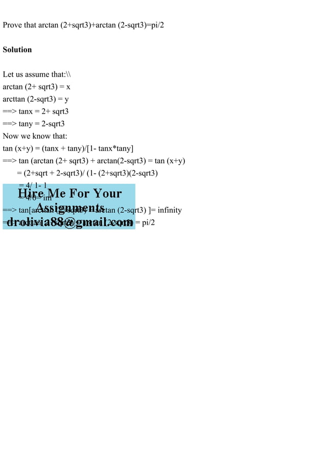 Prove That Arctan 2 sqrt3 arctan 2 sqrt3 pi2SolutionLet U pdf prove-that-arctan-2-sqrt3-arctan-2-sqrt3-pi2solutionlet-u-pdf