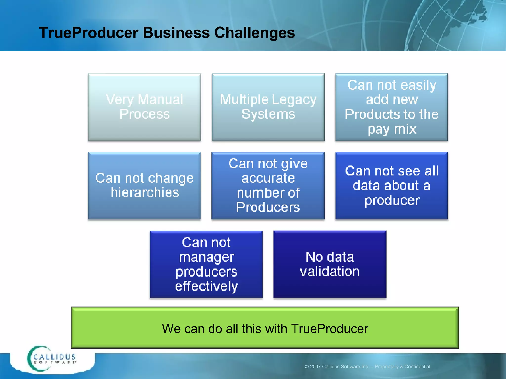 TrueProducer Business Challenges  We can do all this with TrueProducer 