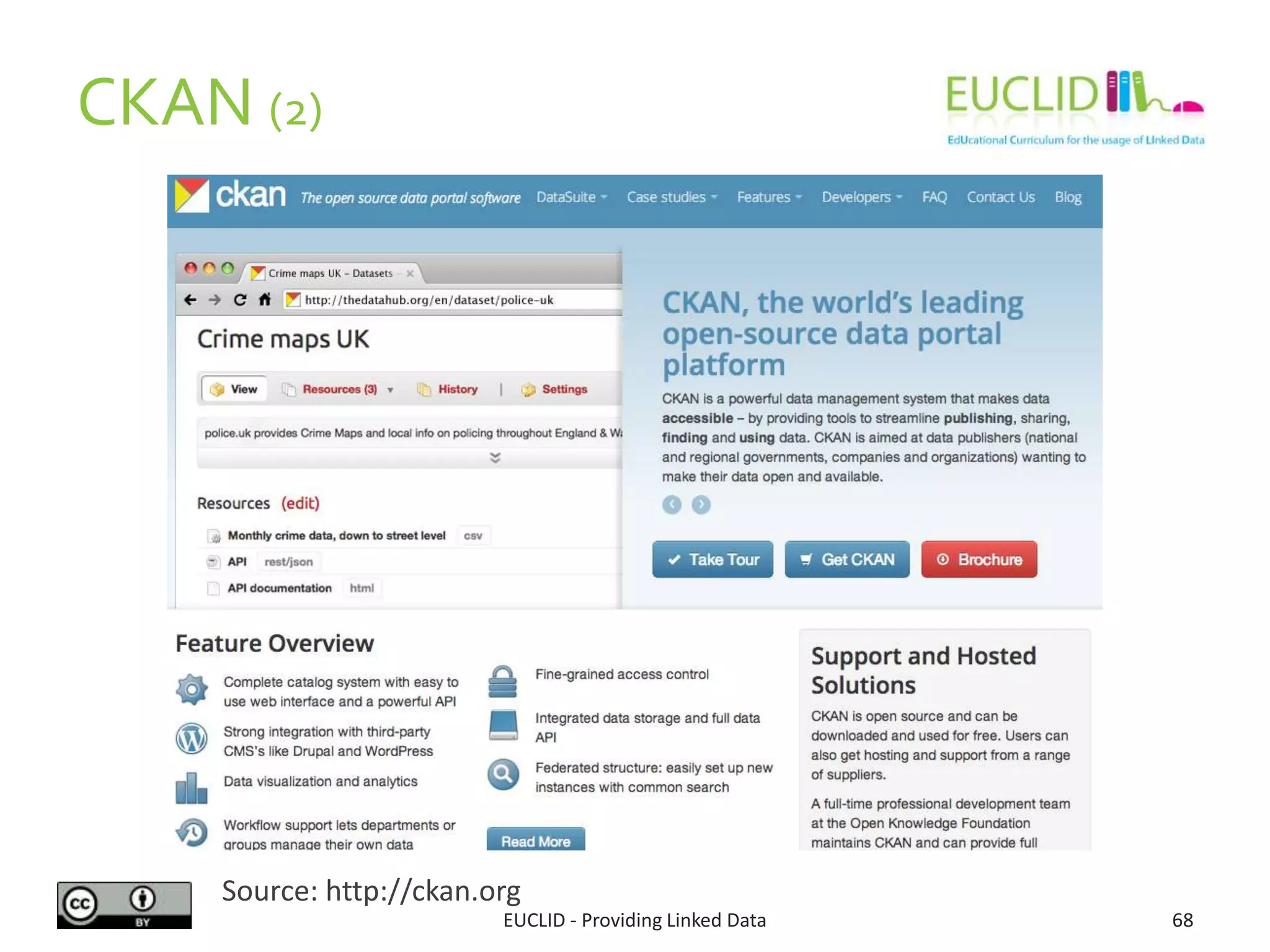 CKAN (2)
EUCLID - Providing Linked Data 68
Source: http://ckan.org
 