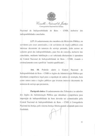 Provimento nº39 - Indisponibilidade de Bens