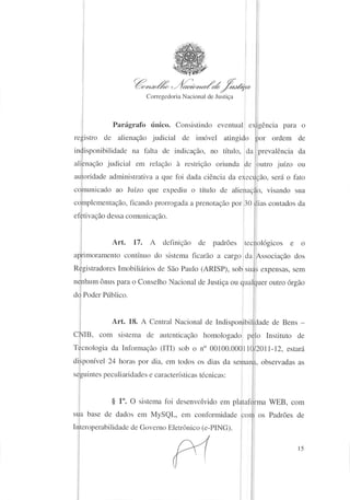 Provimento nº39 - Indisponibilidade de Bens