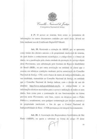 Provimento nº39 - Indisponibilidade de Bens