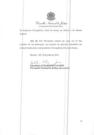 Provimento nº39 - Indisponibilidade de Bens