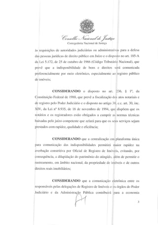 Provimento nº39 - Indisponibilidade de Bens