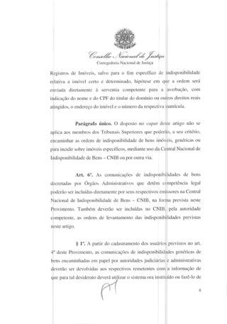 Provimento nº39 - Indisponibilidade de Bens