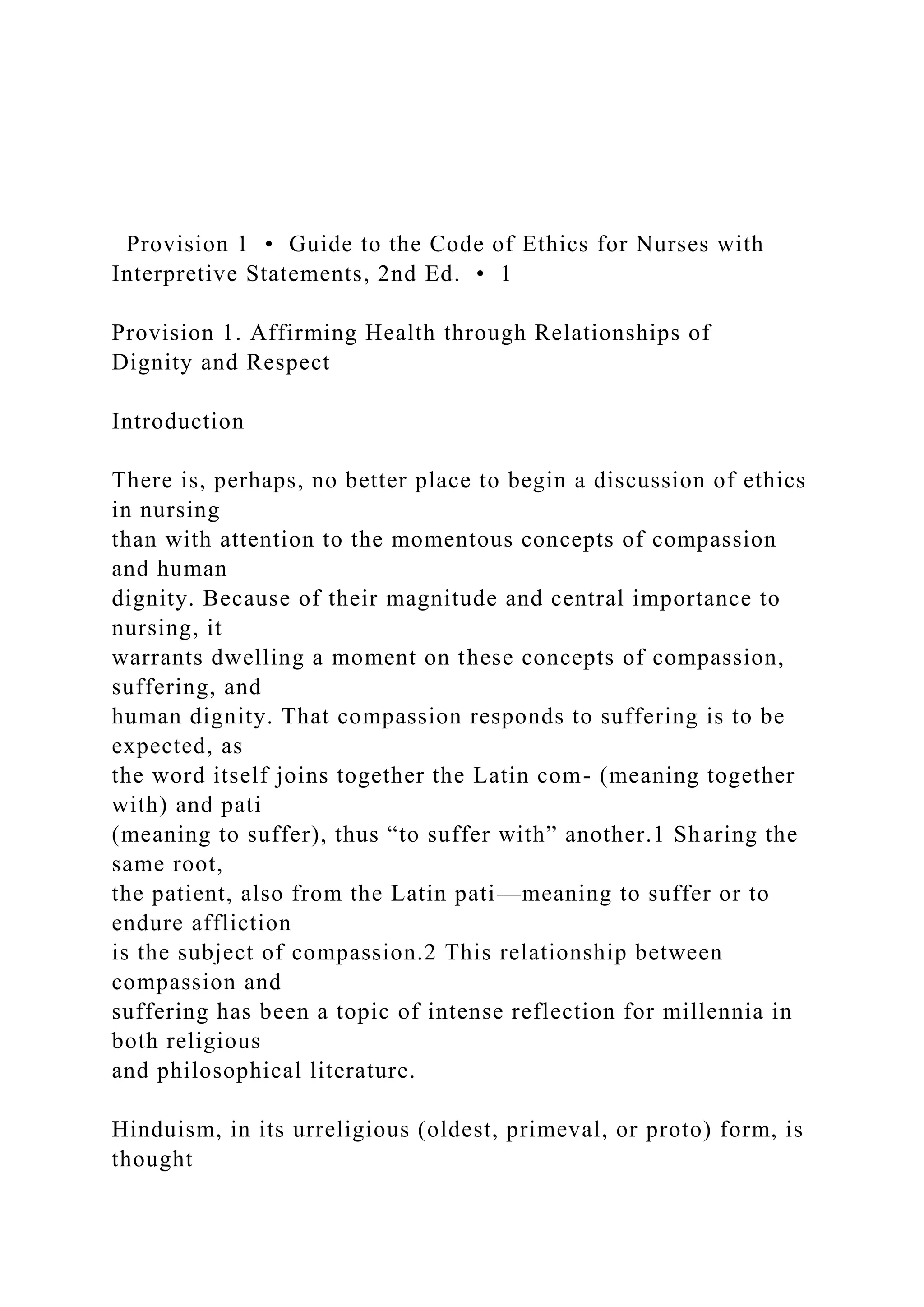 Provision 1 • Guide to the Code of Ethics for Nurses with .docx