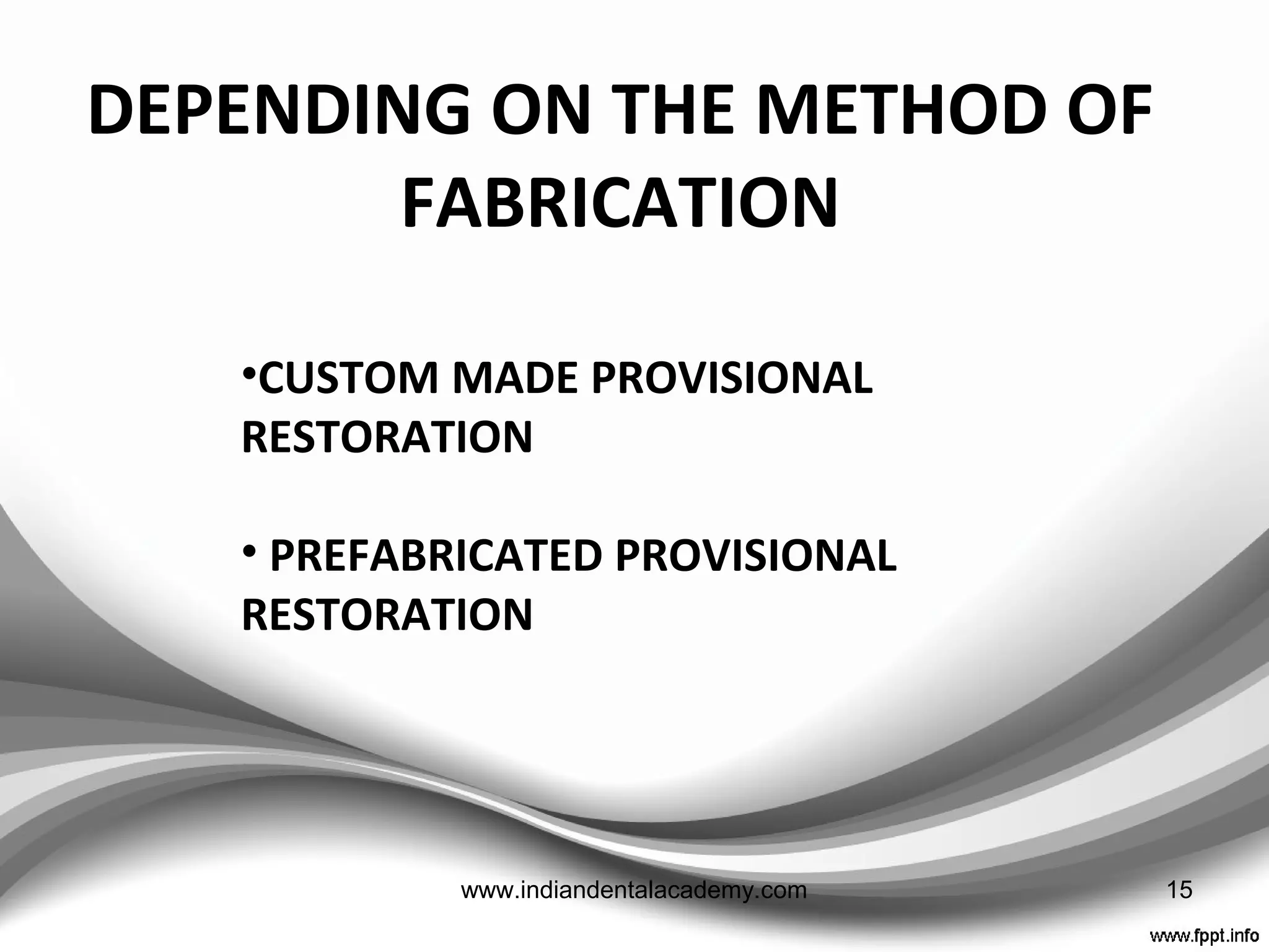 CLASSIFICATION
15www.indiandentalacademy.com
 
