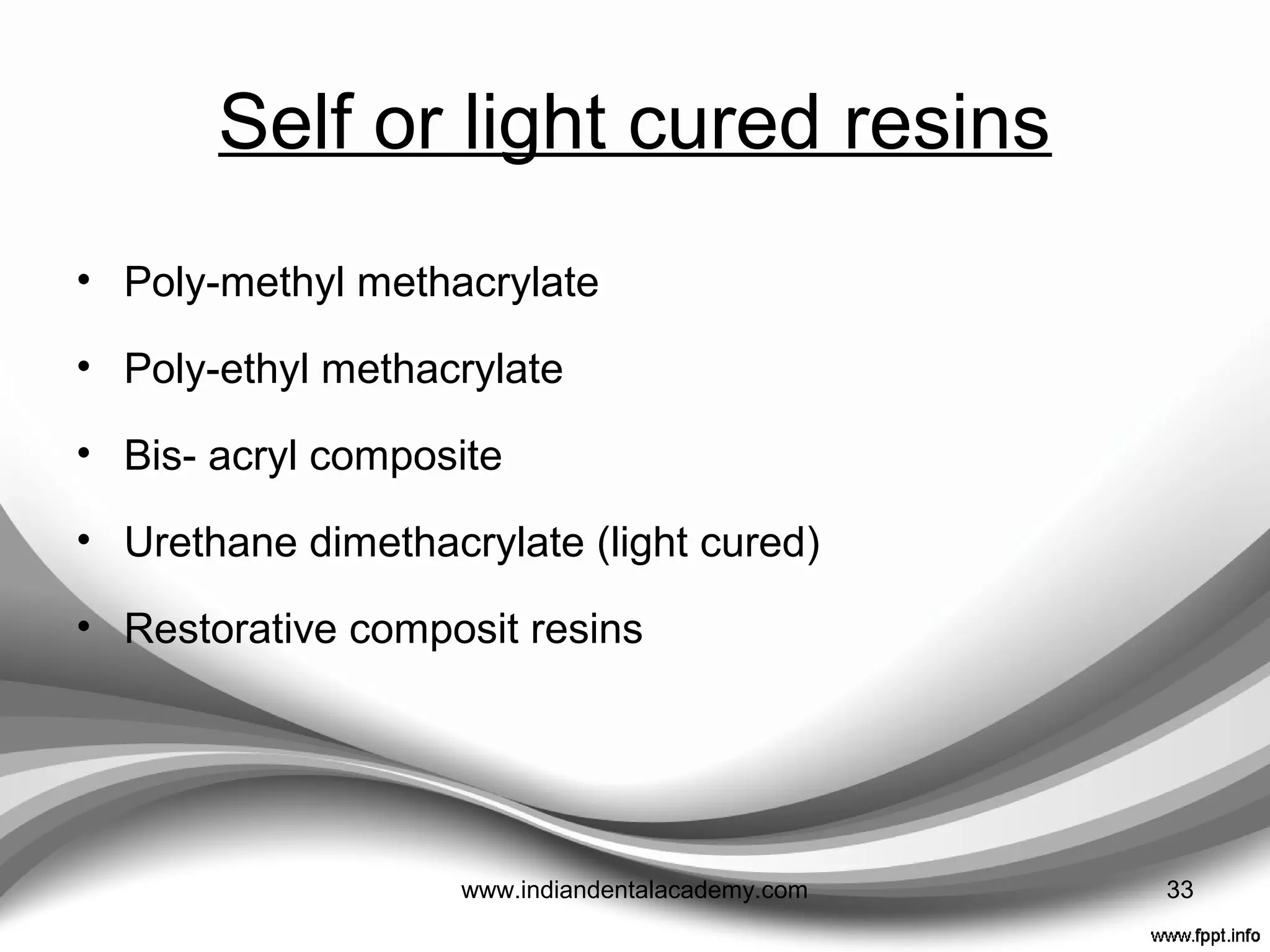 Preformed metal crowns
• For longer-term use, nickel-
chrome and stainless steel
crowns are available but
• May be more difficult to adapt
to a prepared tooth.
• Gold anodized crowns
33www.indiandentalacademy.com
 