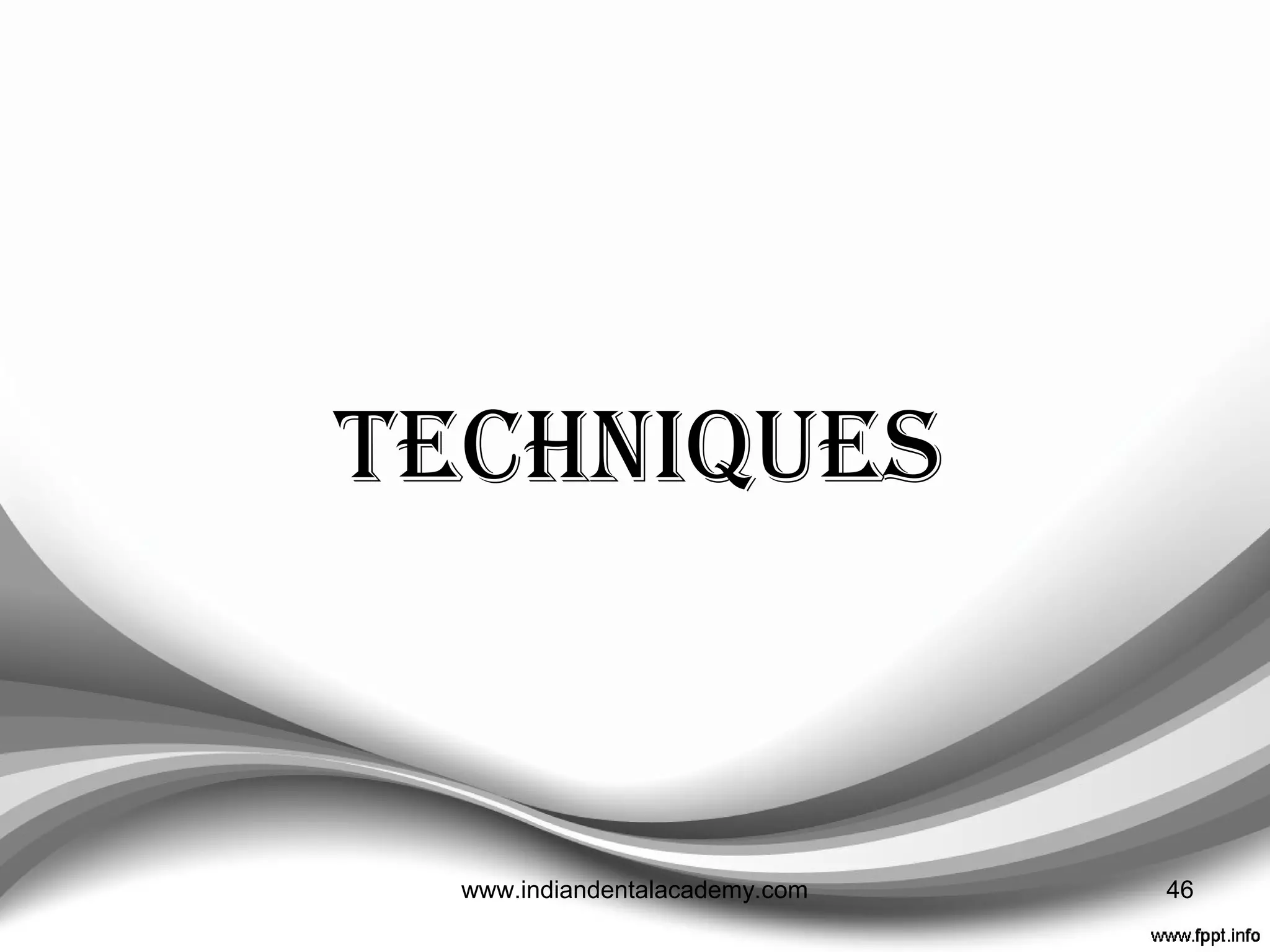 Provisional cements
• Temp Bond NE is a non-eugenol cement which may be
used for patients with eugenol allergy or where there is
concern over the possible plasticizing effect of residual
eugenol on resin cements and dentine bonding agents.
46www.indiandentalacademy.com
 
