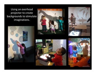 Using an overhead 
projector to create 
backgrounds to stimulate 
imaginations. 
 