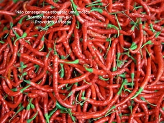 "Não conseguimos espantar uma mosca ficando bravos com ela."  -- Provérbio Africano  