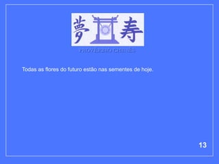 PROVÉRBIO CHINÊS


Todas as flores do futuro estão nas sementes de hoje.




                                                        13
 