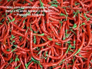 "Não conseguimos espantar uma mosca ficando bravos com ela."  -- Provérbio Africano  