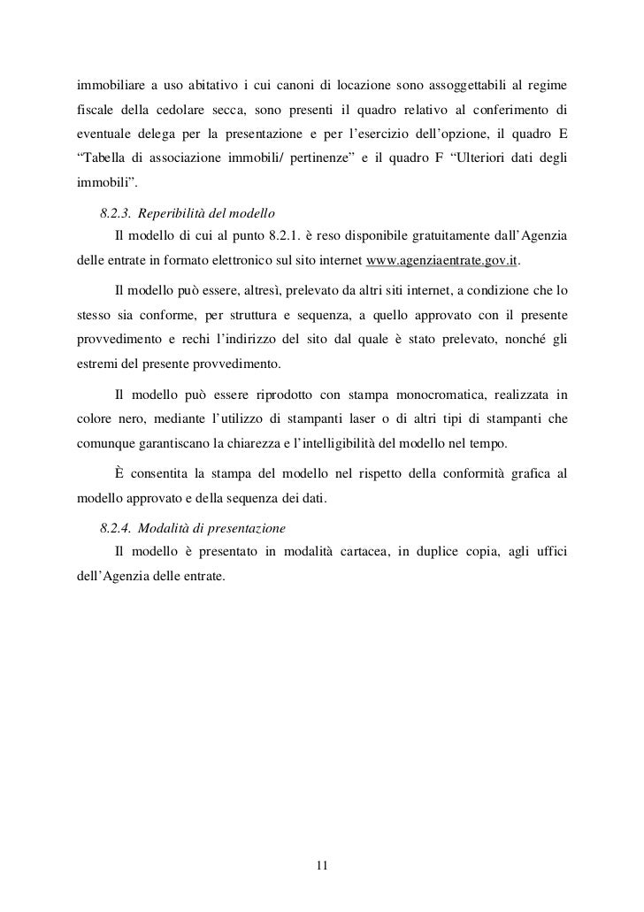 Provvedimento Cedolare Secca