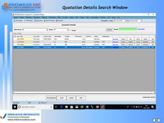 Quotation Details Search Window
 