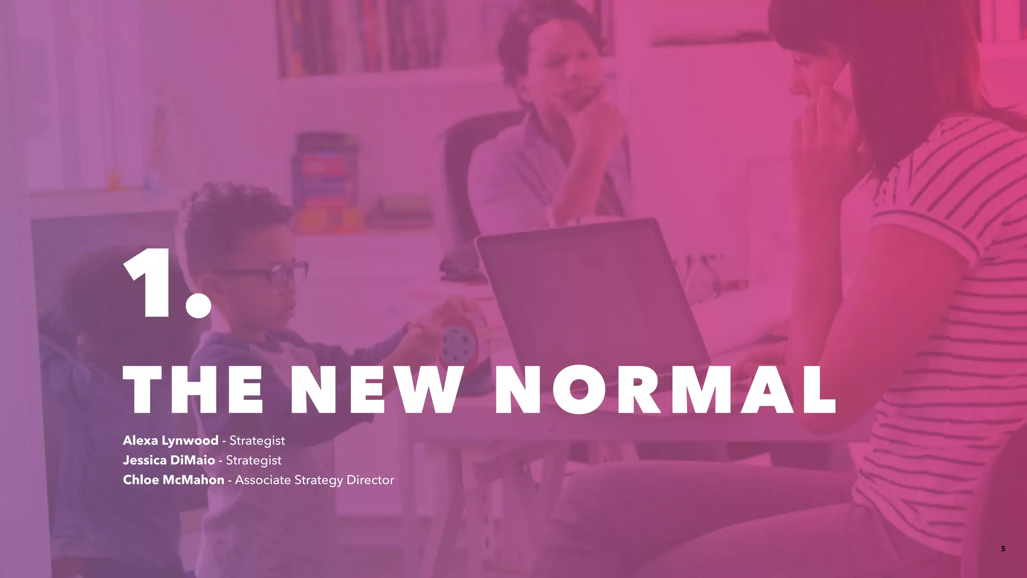 5
1.
THE NEW NORMALAlexa Lynwood​- Strategist
Jessica DiMaio​ - Strategist
Chloe McMahon - Associate Strategy Director
 