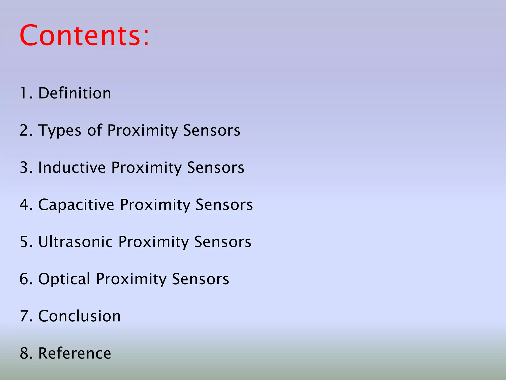Proximity Sensors | PPTX | Physics | Science