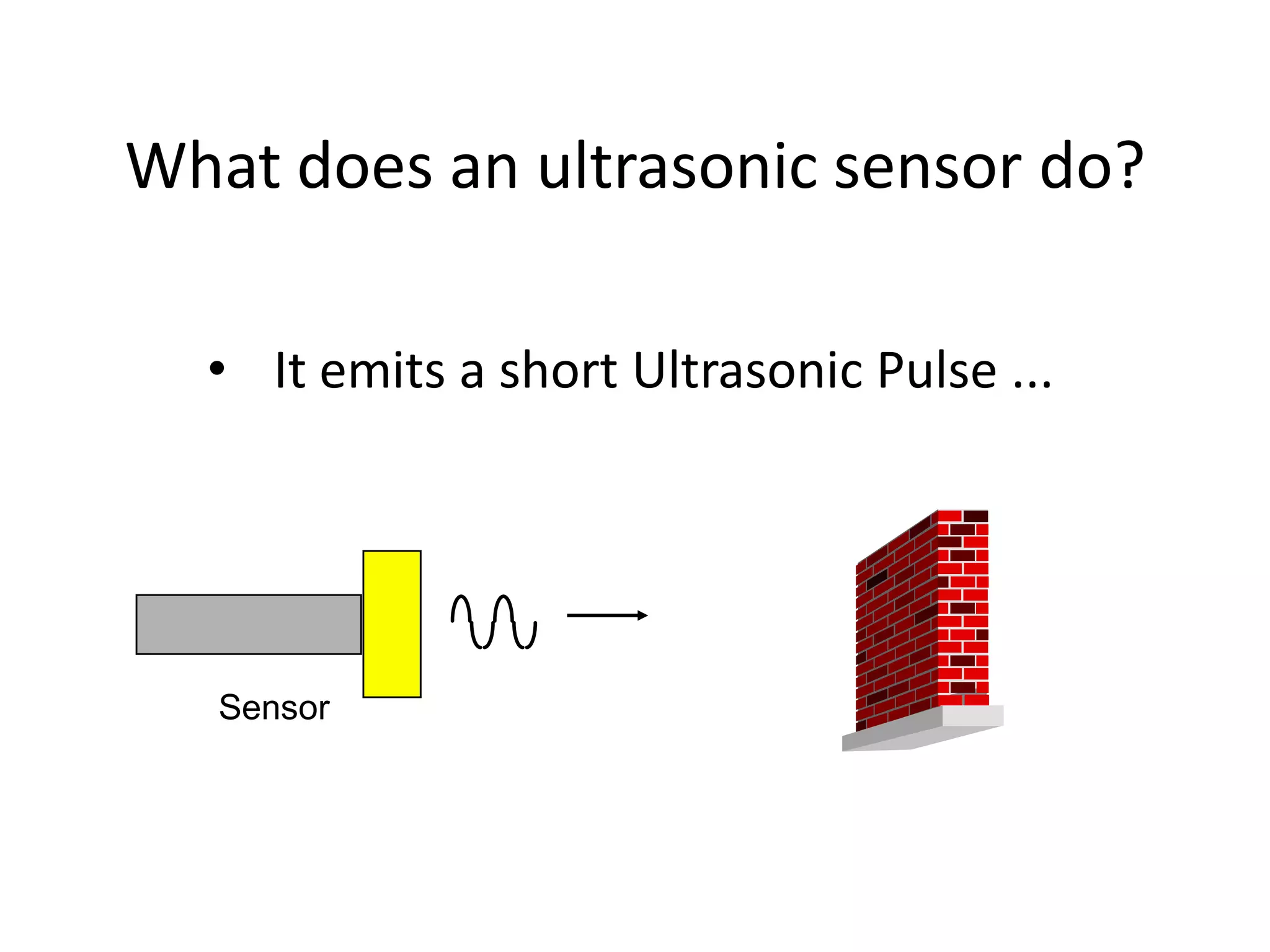 What does an ultrasonic sensor do?

  • It emits a short Ultrasonic Pulse ...




   Sensor
 