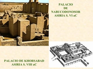 PALACIO DE NABUCODONOSOR ASIRIA S. VI aC PALACIO DE KHORSABAD ASIRIA S. VIII aC 