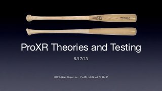 ProXR Theories and Testing
5/17/13
©2013, Giant Project, Inc. ProXR US Patent 7,744,497
 