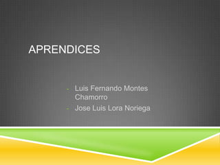 APRENDICES


     - Luis Fernando Montes
       Chamorro
     - Jose Luis Lora Noriega
 