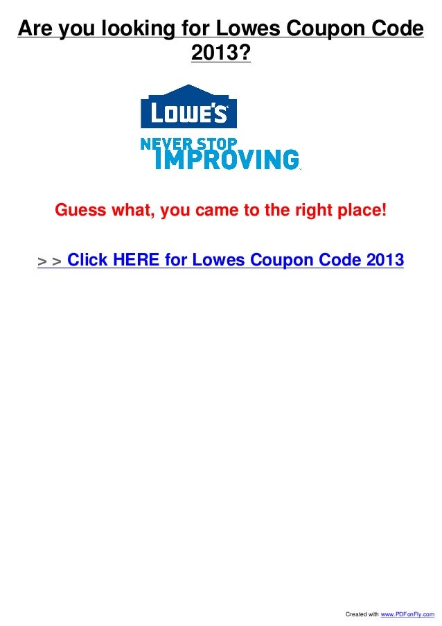 Lowes Coupon Code 2013
