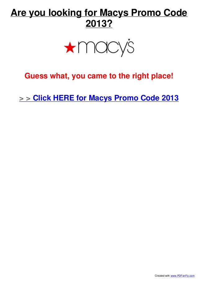 Macys Promo Code 2013