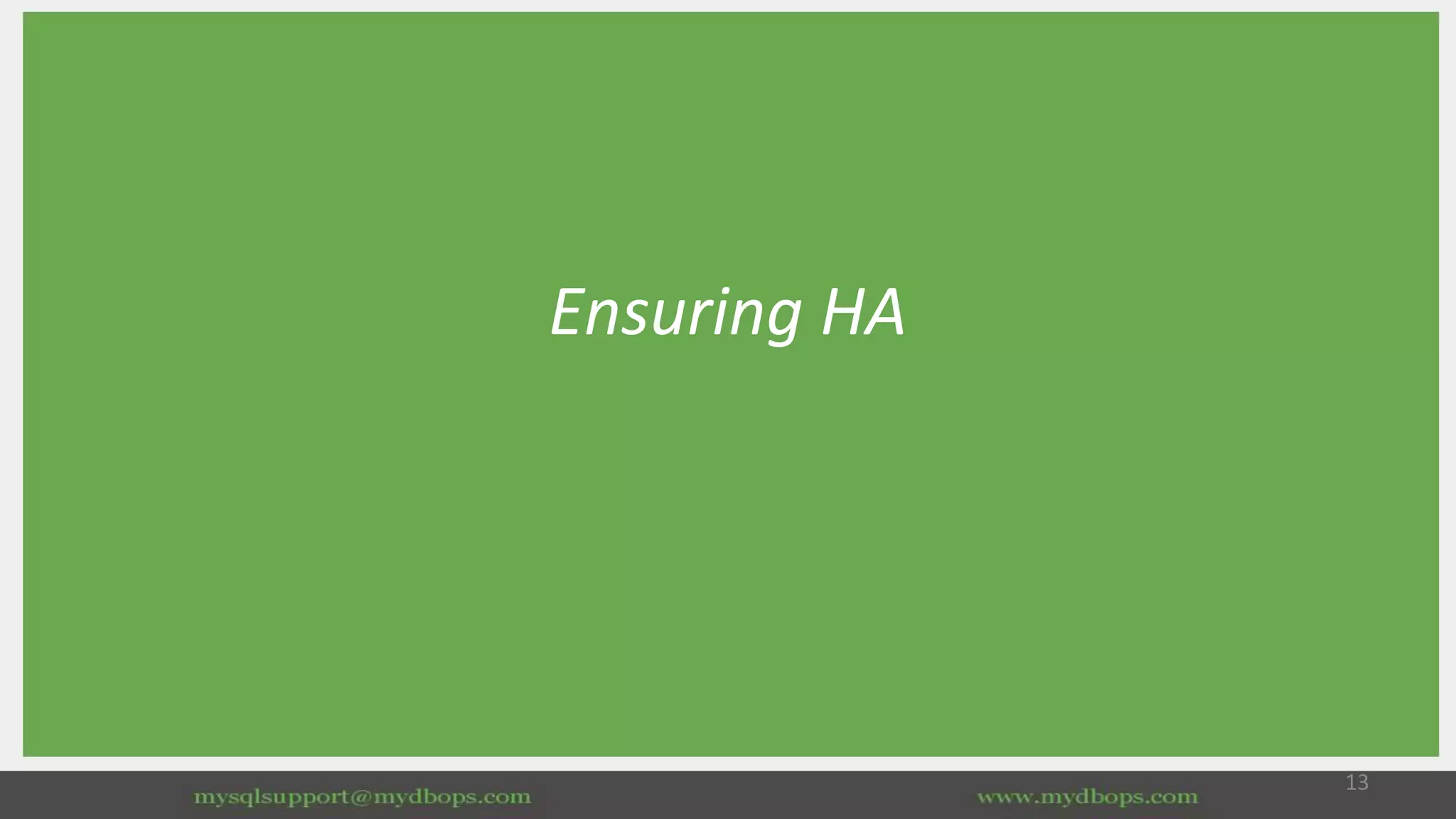 Ensuring HA
13
 