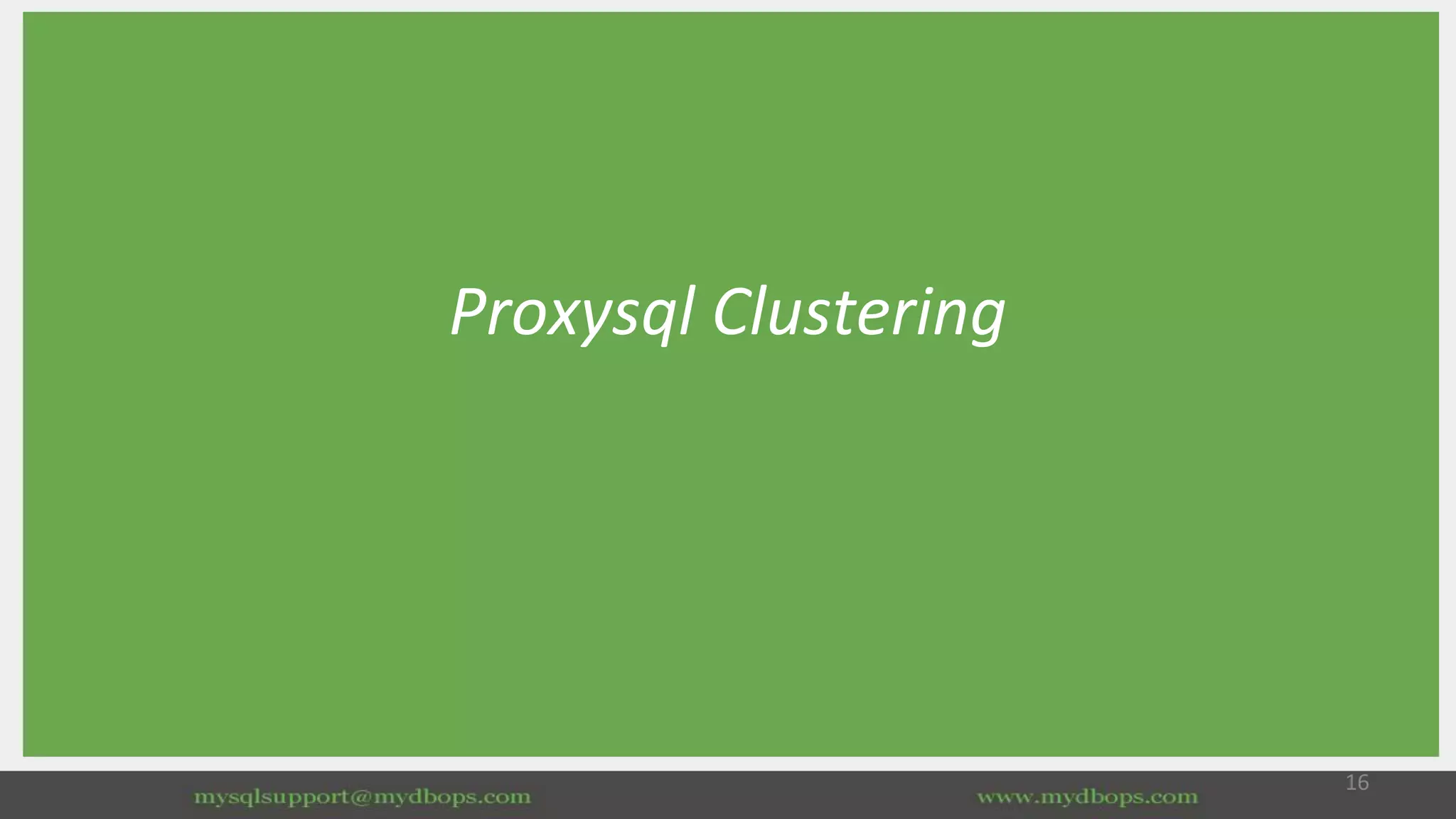 Proxysql Clustering
16
 