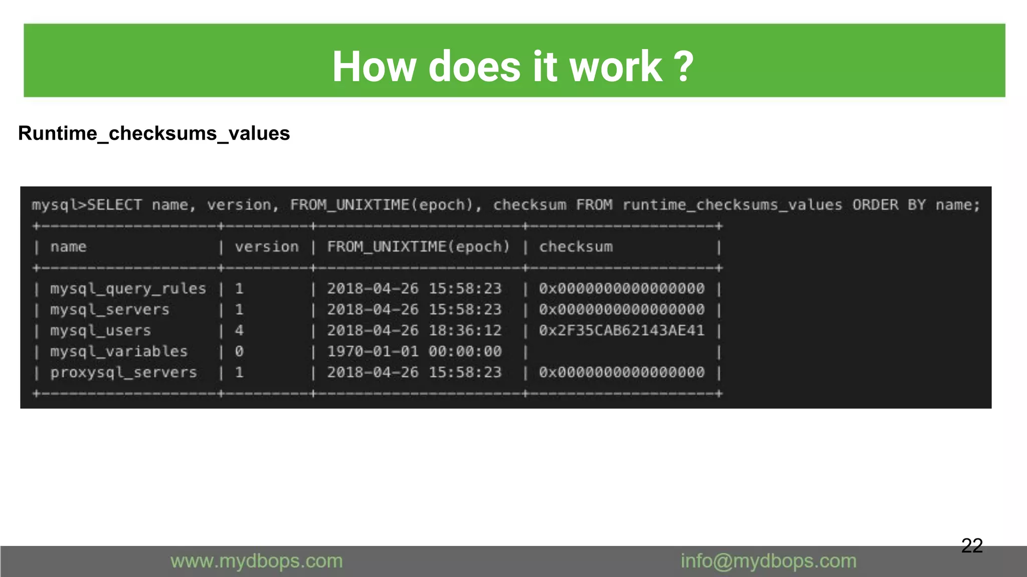 Runtime_checksums_values
How does it work ?
22
 