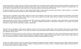 *El día de hoy se saluda a los niños y niñas con la canción juan paco pedro de la mar, cinco paticos, el sapo, la arañita entre otras, además se fortalecerá el respeto por el otro,
la higiene personal como el cepillado de dientes y el lavado de manos mínimo 6 veces al día para prevenir contagios de enfermedades, la autonomía y la práctica número 3 y 2
que nos habla de la importancia de tener la casa limpia y tener una adecuada desinfección para la preparación de alimentos.
En este día se provocarán a los niños y niñas con el cuento orejas de mariposa, luego se dispone material como hojas iris para construir un anillo de mariposa o lo que deseen
de acuerdo a su interés. (este día se potenciarán los pilares en especial arte y exploración del medio)
*Este día los niños y niñas llegaran al centro infantil y cantaremos la canción como la tortuguita el sol se quiere casar y Susanita la mariposita que se alimentaba y otras que ellos
y ellas deseen sé continuara con la reflexión donde se invitara a un niña o niña a dar gracias por lo que ellos deseen además el lanzamiento del dado de los valores donde se
invitara a un niño o niña y hablaremos del valor del día.
Este día se provocará a los niños y niñas con el material del centro infantil como las tizas crayolas les muestren su color textura luego se dispone papel, o el piso para que ellos
y ellas realicen sus trazos figuras y creaciones de insectos o lo que este en su imaginación favoreciendo su motricidad fina e imaginación o que construyan lo que deseen
de acuerdo a su interés. (este día se potenciarán los pilares en especial arte)
*Este día los niños y niñas llegaran al centro infantil y cantaremos la canción el sol se quiere casar, la arañita, había un sapo la mariposita y, otras que ellos y ellas deseen sé
continuara con la reflexión donde se invitara a un niña o niña a dar gracias por lo que ellos deseen además el lanzamiento del dado de los valores donde se invitara a un niño o
niña y hablaremos del valor del día.
En la experiencia del día de hoy se provoca a los niños y niñas con el cuento la gallina hambrienta, luego se dialoga con los niños y niñas de los alimentos de donde nacen cómo
maíz, cuido, arroz y la importancia de que todos y todas consúmanos los alimentos por último se dispone de frutas del centro infantil y se invita a los niños y niñas a realizar un
picnic o lo que deseen de acuerdo a su interés. (este día se potenciarán los pilares en especial exploración del medio)
*El día de hoy se saluda a los niños y niñas con la canción de los tres pececitos, la tortuguita, la pata lulu, la arañita, el sapo entre otras de su interés, además se potenciarán
los valores por medio del dado de los valores, también la autonomía y la higiene personal como el lavado de manos y el cepillado de dientes al igual que la práctica número 9
que nos habla sobre la prevención de riesgos en el hogar.
 
