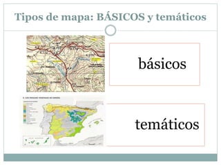 Tipos de mapa: BÁSICOS y temáticos
básicos
temáticos
 