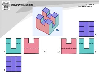 DIBUJO EN INGENIERIA I CLASE 6
PROYECCIONES.
F
S
L I
S
F L I
 