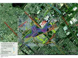 AVENIDA FERROCARRIL DE OCCIDENTE  AVENIDA LUIS CARLOS GALÁN SARMIENTO  AVENIDA CIUDAD DE CALI.  AVENIDA EL DORADO.  AVENIDA FONTIBÓN.  AREA DE REFORESTACIÓN Y REMOCIÓN DE ESCOMBROS. LIMPIEZA Y MEJORAMIENTO. LIMITE LEGAL. ISLAS . HUMDEAL (FUNCIONES). CANAL FONTIBÓN. ESQUEMA ACCIONES DE ACONDICIONAMIENTO. HUMEDAL CAPELLANÍA. EAAB. PLANTA EMBOTELLADORA DEL NORTE INDUSTRIA DE PLÁSTICOS AVESCO KOKORICO 