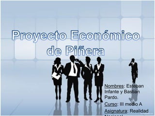 ProyectoEconómico de Piñera Nombres: Esteban Infante y Bastian Pardo. Curso: III medio A Asignatura: Realidad Nacional 