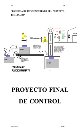 EIV                                    19


“ESQUEMA DE FUNCIONAMIENTO DEL PROYECTO
REALIZADO”




PROYECTO FINAL
             DE CONTROL


24/06/2010                         CONTROL
 