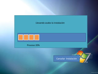 Llevando acabo la instalación




Proceso 20%




                           Cancelar Instalación
 