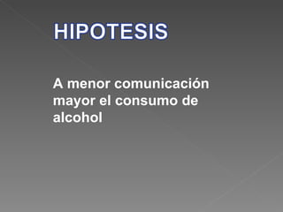 A menor comunicación mayor el consumo de alcohol 