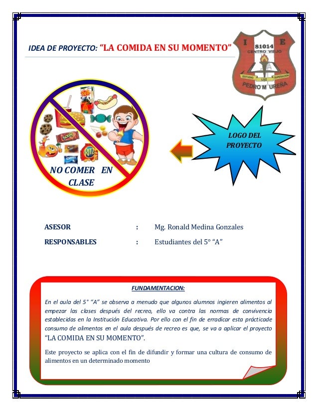 Proyecto Pre Participativo No Debemos Comer En El Aula