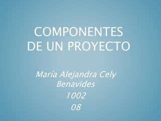 COMPONENTES
DE UN PROYECTO
María Alejandra Cely
Benavides
1002
08
 