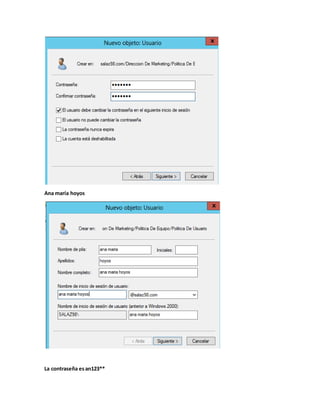 Ana maría hoyos
La contraseña esan123**
 