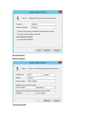 DirecciónTécnica
Martha Cartagena
Password mart123*
 