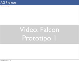 AG Projects
SIP Infrastructure Experts

Video: Falcon
Prototipo 1
Monday, October 14, 13

 
