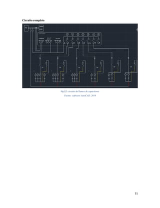 31
Circuito completo
Fig 12: circuito del banco de capacitores
Fuente: software AutoCAD, 2019
 