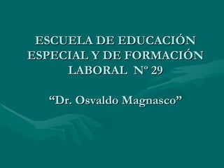 ESCUELA DE EDUCACIÓN ESPECIAL Y DE FORMACIÓN LABORAL  Nº 29 “Dr. Osvaldo Magnasco” 