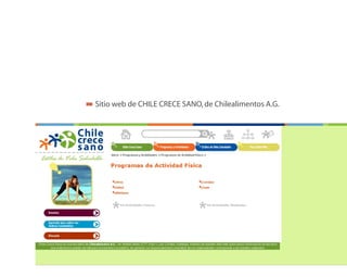 Sitio web de CHILE CRECE SANO,de Chilealimentos A.G.
 