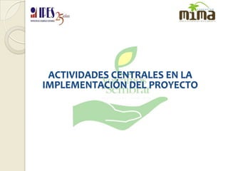 ACTIVIDADES CENTRALES EN LA IMPLEMENTACIÓN DEL PROYECTO