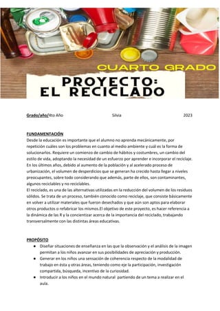Reciclaje y cuidado del medio ambiente | PDF