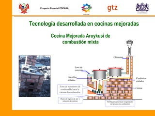 Proyecto Especial COPASA Tecnología desarrollada en cocinas mejoradas Cocina Mejorada Aruykusi de combustión mixta 