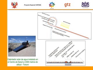 Proyecto Especial COPASA Calentador solar de agua instalado en el Centro de Salud a 4.800 metros de altitud - Tolconi 